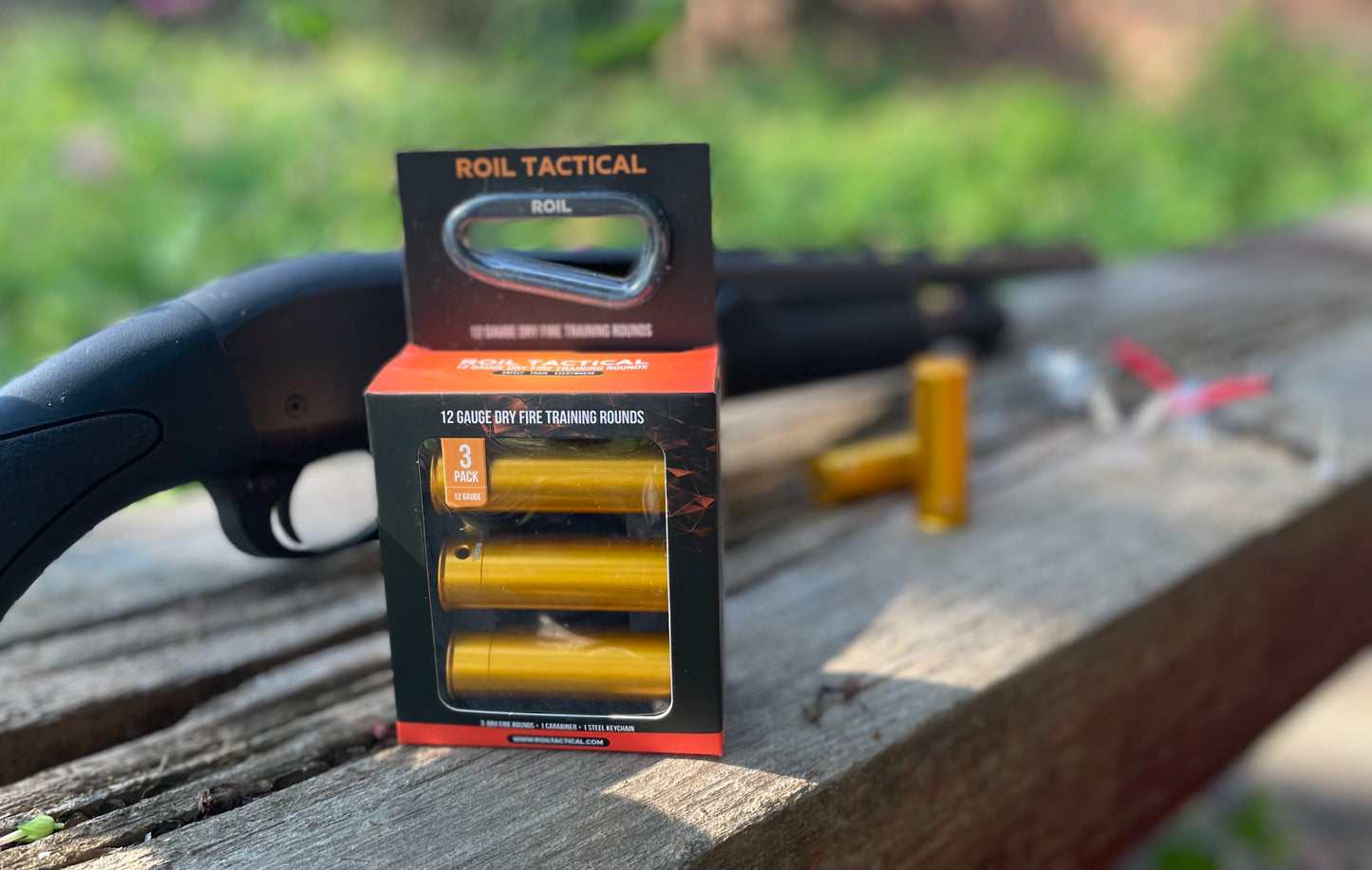 ROIL TACTICAL 12 Gauge Dry Fire Training Rounds - Ten 3 Packs, Steel Cable and ROIL Carabiner