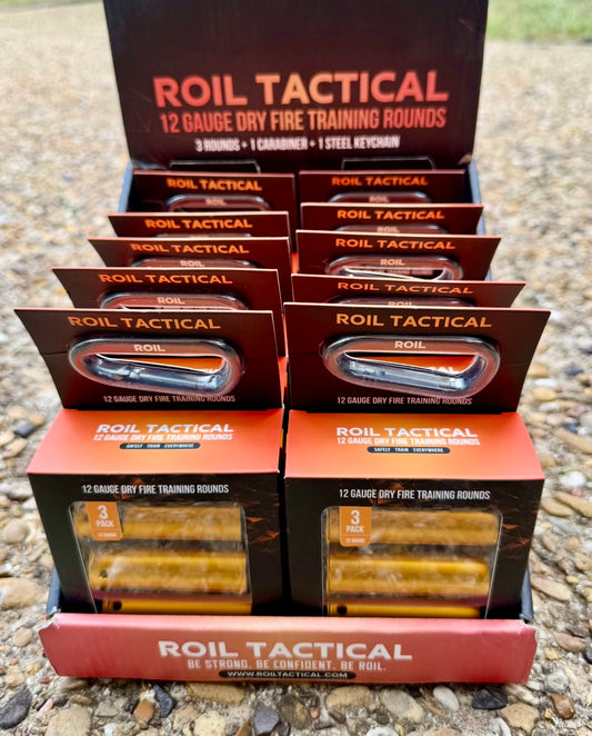 ROIL TACTICAL 12 Gauge Dry Fire Training Rounds - Ten 3 Packs, Steel Cable and ROIL Carabiner